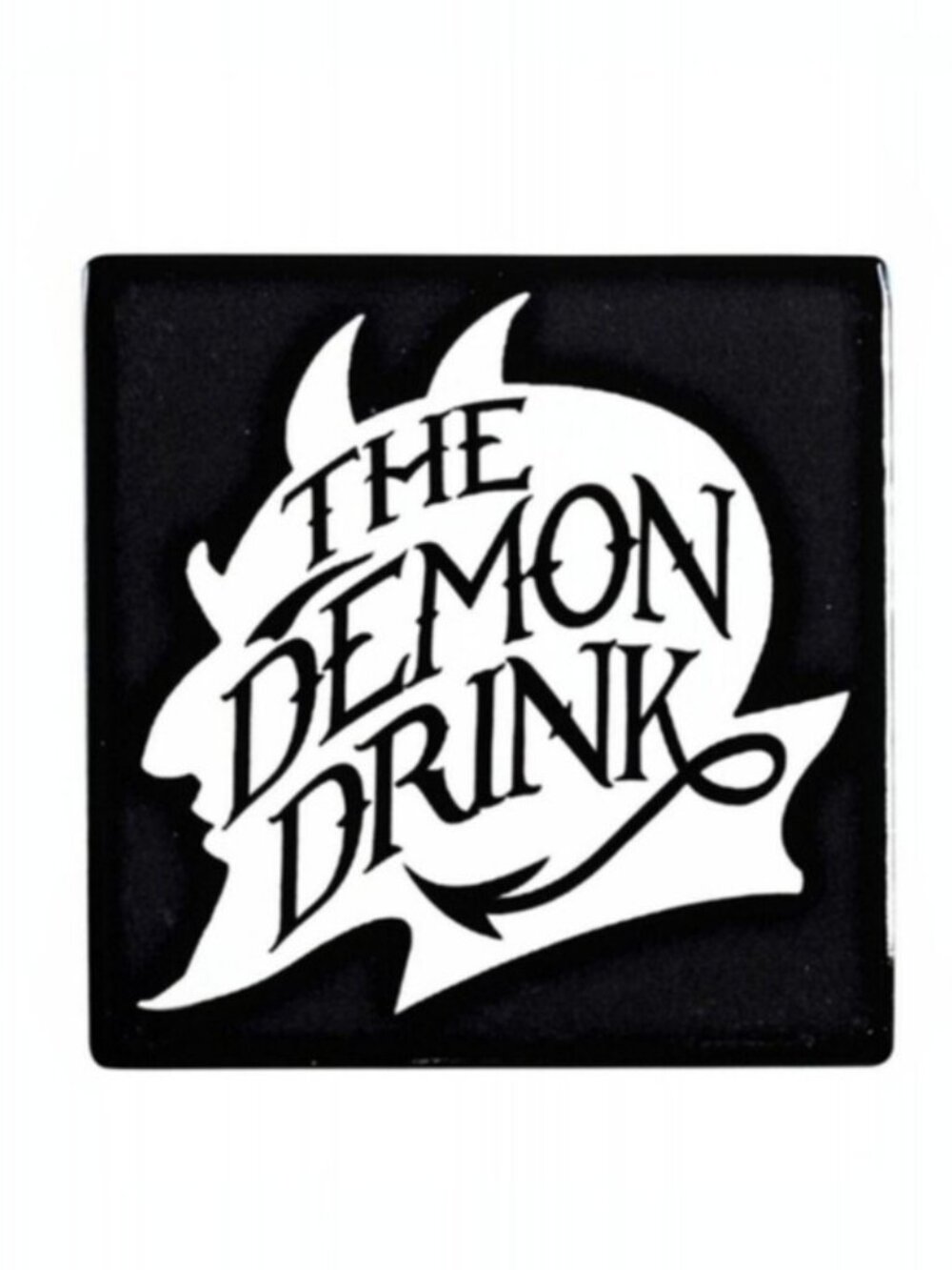Alchemy Gothic The Demon Drink Ceramic Coaster Black Gloss Devil Motif Goth NWT